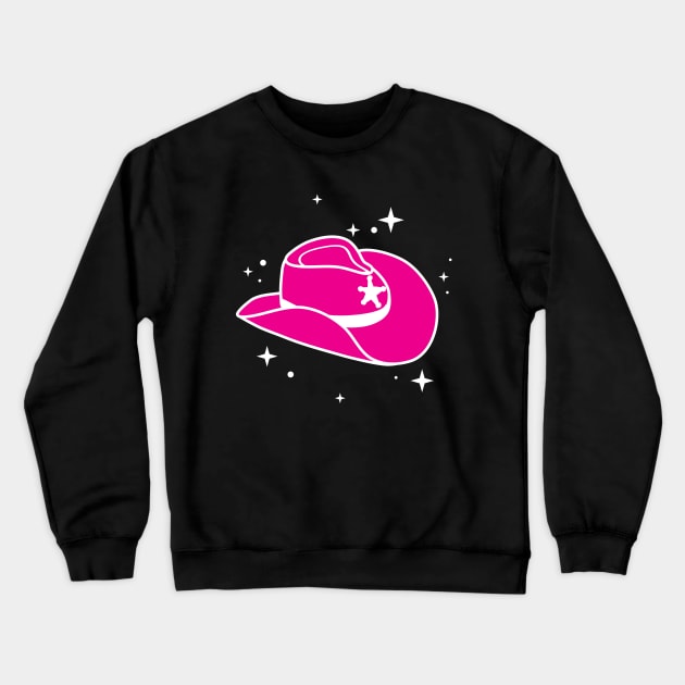 Hot Pink Cowboy Hat Cowgirl Aesthetic Crewneck Sweatshirt by YourGoods